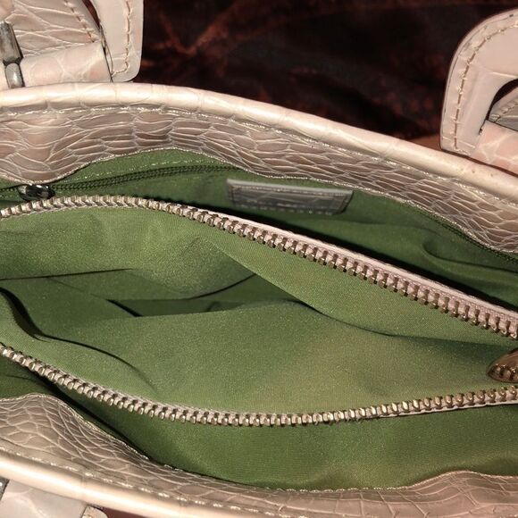 Cole Haan Mini Satchel Croc Print Embossed Leather Blush Pink Nude - Picture 14 of 16